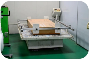 A boxed treadmill on the vibration table