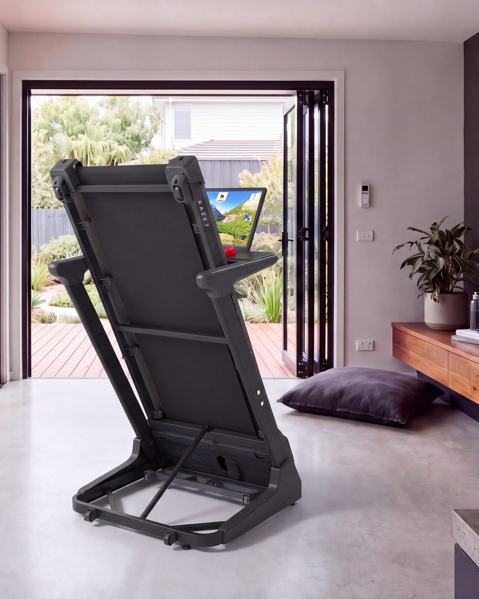 The same KAZE 7 folded upright in the same room