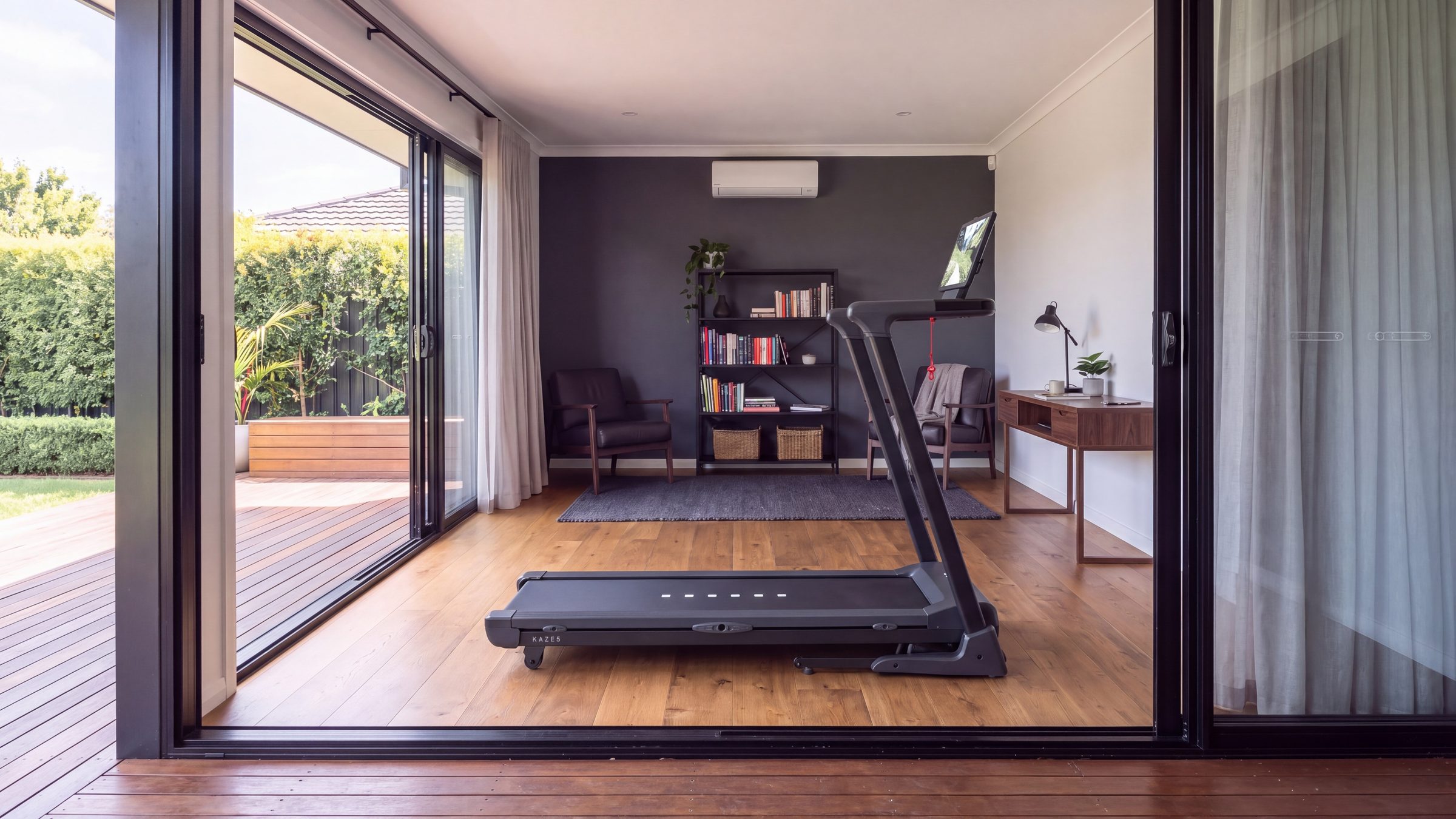 The ON:PACE KAZE 5 in a study that opens onto the garden